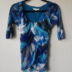 Blue Patterned Women's Top